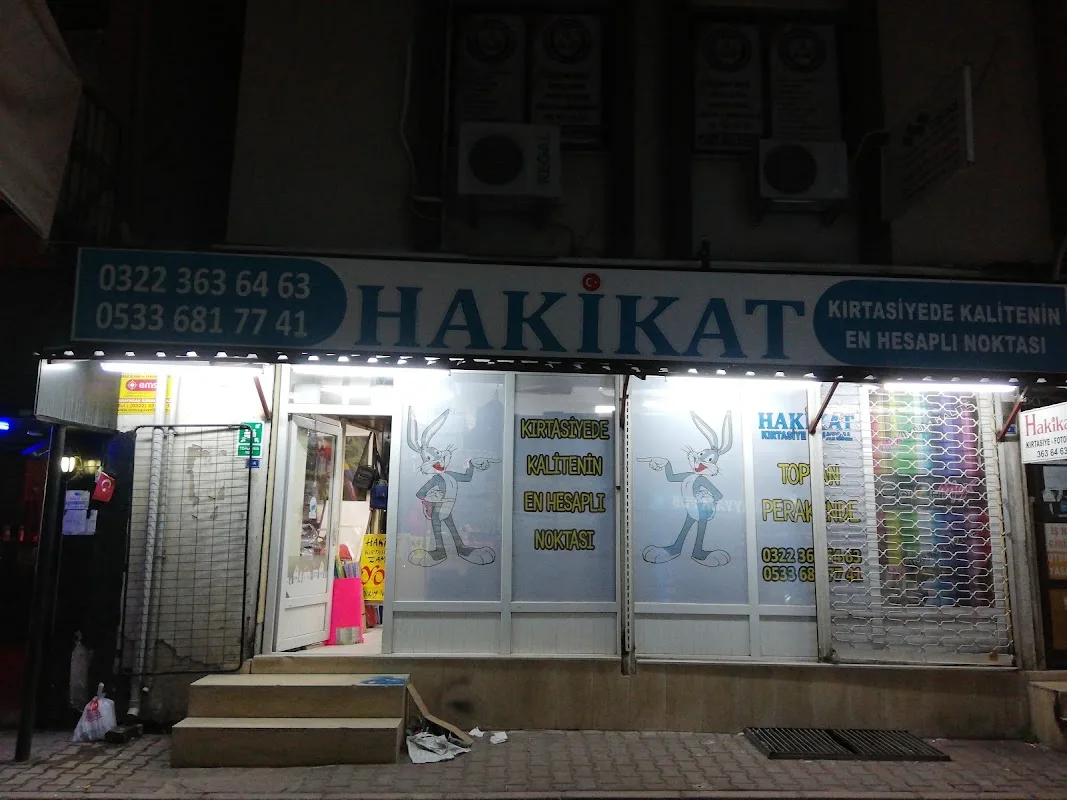 HAKİKAT KIRTASİYE Ziyapaşa cad. Altıkat civarı 61003. sok. Seyhan- Adana